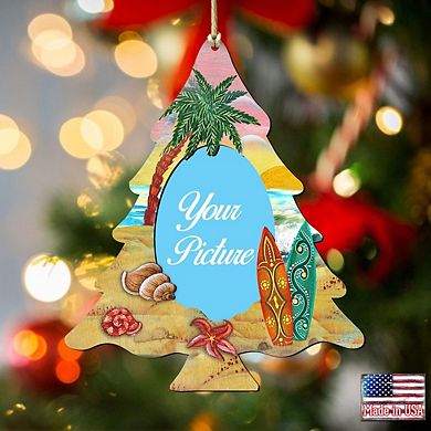 Coastal Christmas Tree Picture Frame Ornaments Ornament For Photo Coastal Holiday Decor