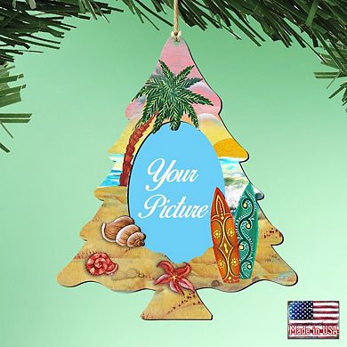 Coastal Christmas Tree Picture Frame Ornaments Ornament For Photo Coastal Holiday Decor