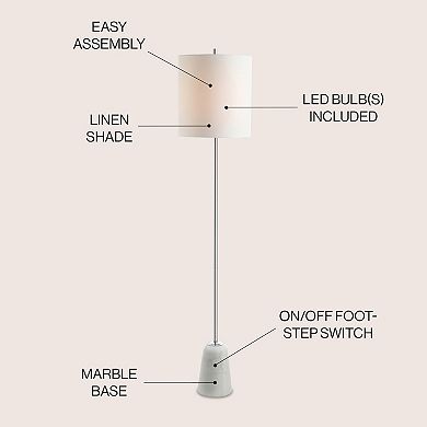 Lincoln Marble/metal Led Floor Lamp