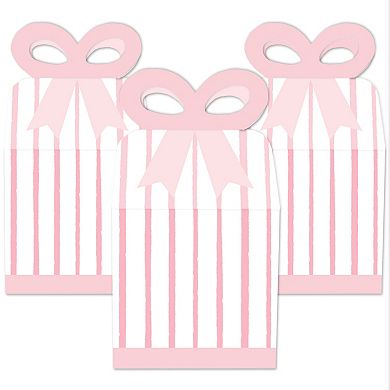 Big Dot Of Happiness Pink Stripes - Square Gift Boxes - Simple Party Bow Boxes - Set Of 12