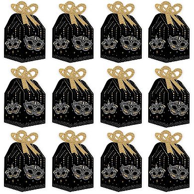 Big Dot Of Happiness Masquerade - Square Favor Gift Boxes - Mask Party Bow Boxes 12 Ct