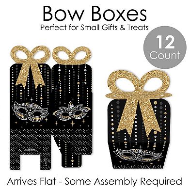 Big Dot Of Happiness Masquerade - Square Favor Gift Boxes - Mask Party Bow Boxes 12 Ct