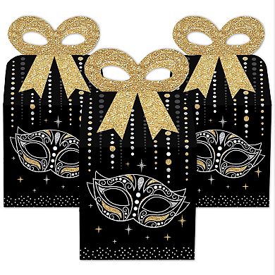 Big Dot Of Happiness Masquerade - Square Favor Gift Boxes - Mask Party Bow Boxes 12 Ct