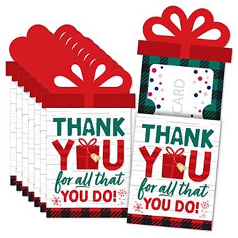 Big Dot Of Happiness Holiday Thank You - Christmas Appreciation Nifty Gifty Card Holders 8 ct