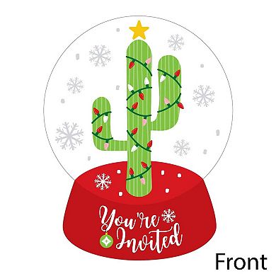Big Dot Of Happiness Merry Cactus - Shaped Christmas Party Fill-in Invites & Envelopes 12 Ct