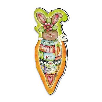Carrot Bunny Easter 24-Inch Handcrafted Wooden Door Decor by J. Mills-Price - Spring Decor