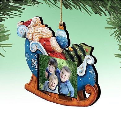 Santa On Sleigh Ornament Picture Frame Ornament For Photo By Designocracy Christmas Decor