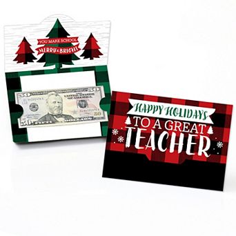 Big Dot Of Happiness Plaid Teacher Appreciation Christmas Money & Gift Card Holders 8 ct