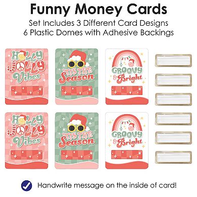 Big Dot Of Happiness Groovy Christmas - Diy Assorted Funny Money Cards - 6 Ct