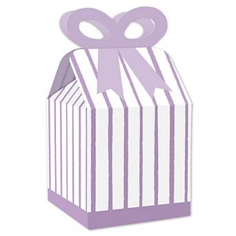 Big Dot Of Happiness Purple Stripes - Square Gift Boxes - Simple Party Bow Boxes - 12 ct