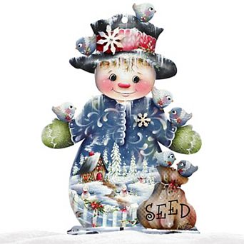 32-Inch Blue Seed Freezing Christmas Outdoor Yard Sign Handcrafted Wooden Decor by J. Mills-Price