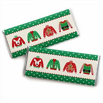 Big Dot Of Happiness Ugly Sweater - Candy Bar Wrapper Holiday & Christmas Party Favors 24 ct