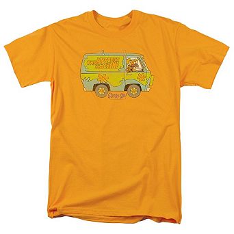 Sticker & Shirt Scooby Doo The Mystery Machine Short Sleeve Adult T-shirt Gold