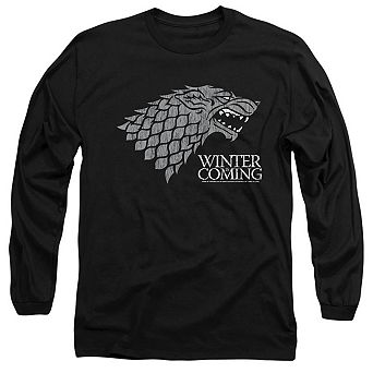 Game Of Thrones Stark Winter Is Coming On Black Long Sleeve Adult T-shirt