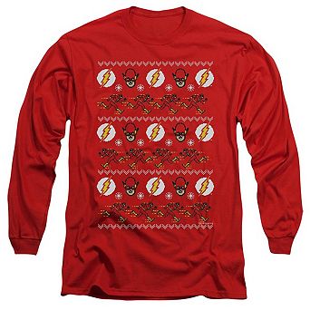 Dc The Flash Ugly Christmas Long Sleeve Adult T-shirt