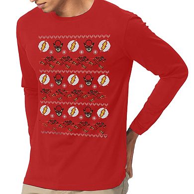 Dc The Flash Ugly Christmas Long Sleeve Adult T-shirt