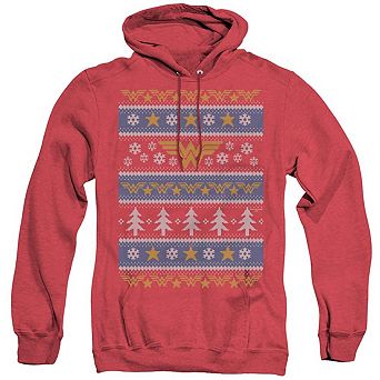 Dc Wonder Woman Christmas Sweater Adult Heather Hoodie