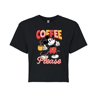 Disney's Mickey Mouse Juniors' Coffee Please Cropped Tee
