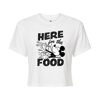 Disney's Mickey Mouse Juniors' Here For The Food Cropped Tee