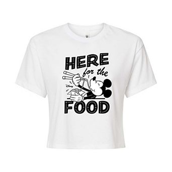Disney's Mickey Mouse Juniors' Here For The Food Cropped Tee