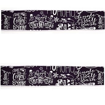 Black And White Christmas Sentiment Ribbon (set Of 2)