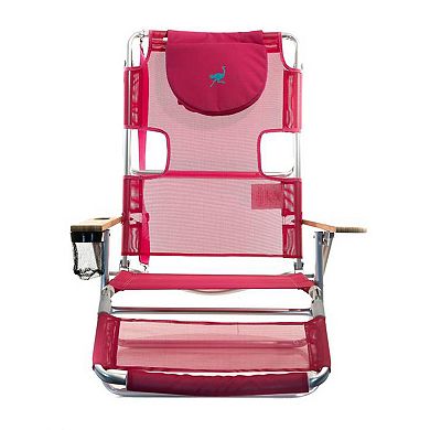 Ostrich Altitude 3 In 1 16 Inch Tall Lounge Reclining Beach Chair, Pink (2 Pack)