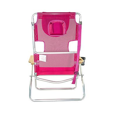 Ostrich Altitude 3 In 1 16 Inch Tall Lounge Reclining Beach Chair, Pink (2 Pack)