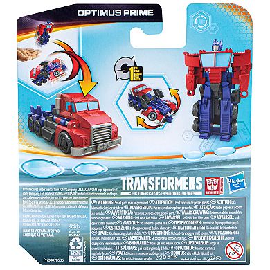 Transformers Toys EarthSpark 1-Step Flip Changer Optimus Prime Action Figure by Hasbro