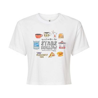 Juniors' Gilmore Girls Stars Hollow Grid Cropped Tee