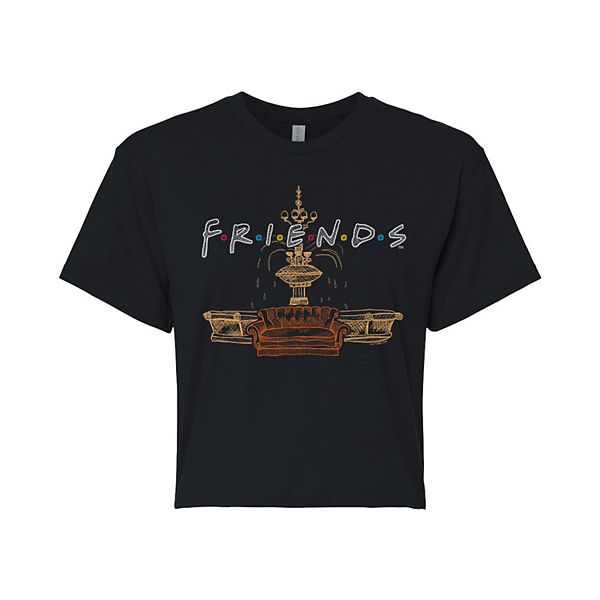 Juniors' Friends Couch Fountain Cropped Tee