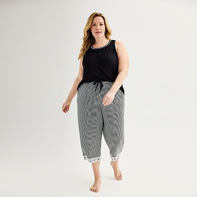 Plus Size Croft & Barrow® 2-Piece Short Sleeve Smocking Pajama Top & Pajama Pants Set