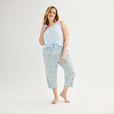 Plus Size Croft & Barrow® 2-Piece Short Sleeve Smocking Pajama Top & Pajama Pants Set