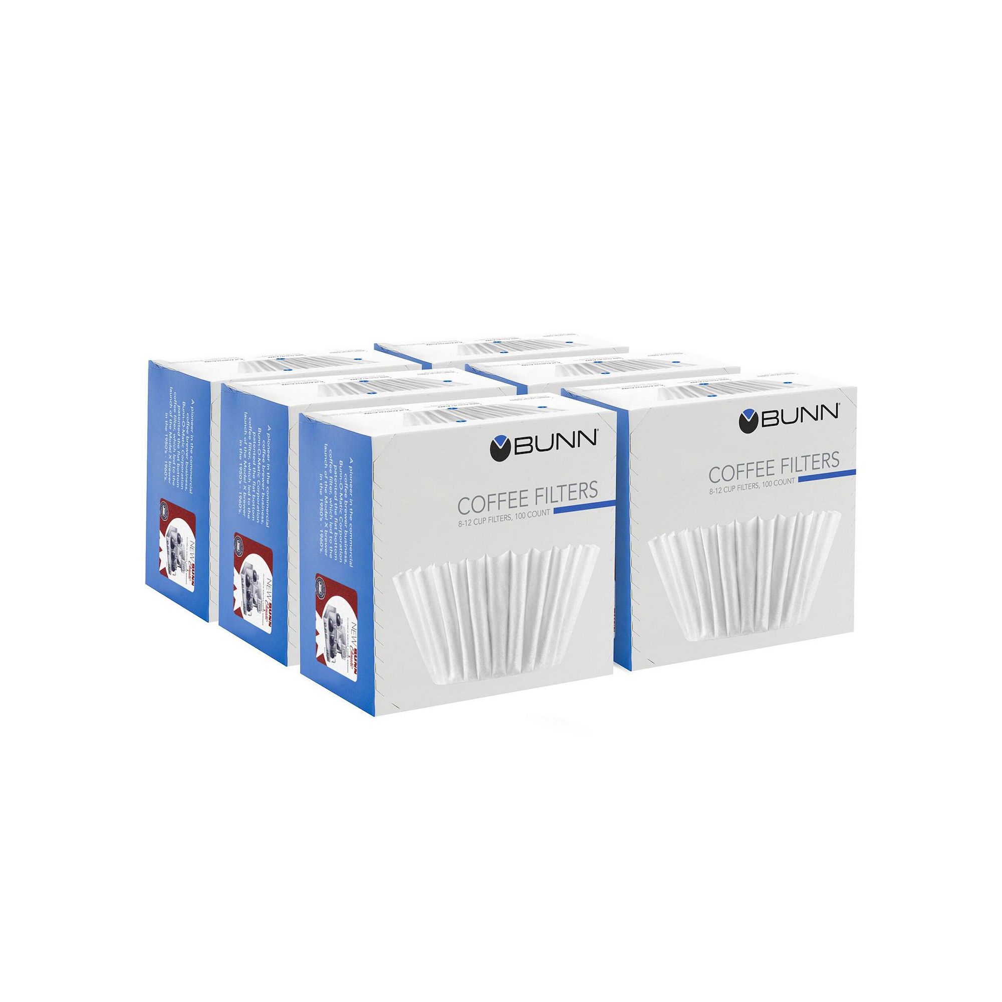 BUNN 8-12 Cup Home 100-count Coffee Filters 6-piece Set, White
