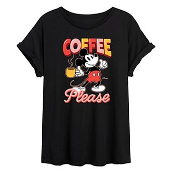 Disney's Mickey Mouse Juniors' Coffee Please Oversized Tee