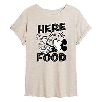 Disney's Mickey Mouse Juniors' Here For The Food Oversized Tee