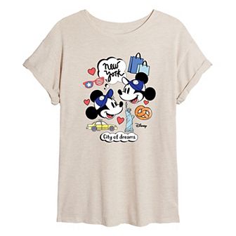 Disney's Mickey Mouse Juniors' New York City Of Dreams Oversized Tee