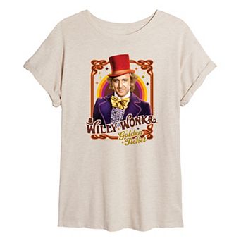 Juniors' Willy Wonka Frame Oversized Tee