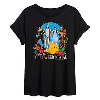Juniors' The Wizard of Oz Yellow Brick Road Oversized Tee