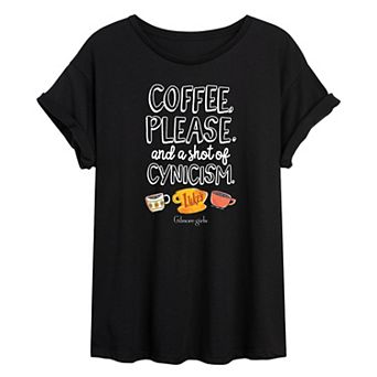 Juniors' Gilmore Girls Coffee Cynicism Oversized Tee