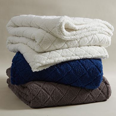 Coleman Diamond Quilted Teddy Sherpa Fleece Blanket