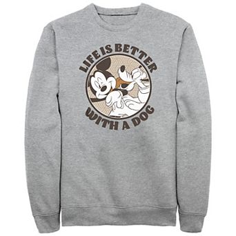 Disney's Mickey Mouse & Pluto Men's Life Is Better With A Dog Fleece Sweatshirt
