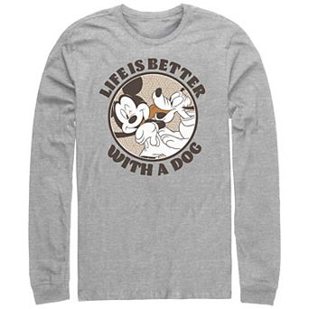 Men's Mickey Mouse And Pluto Life Is Better With A Dog Graphic Tee