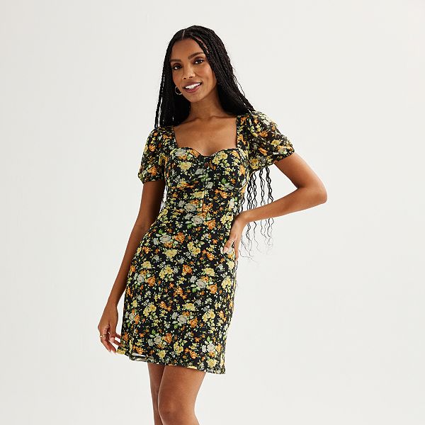 Juniors' Love, Fire Peekaboo Corset Dress