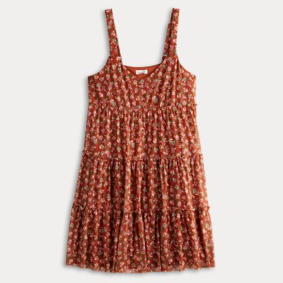 Juniors' Love, Fire Tiered Mesh Babydoll Mini Dress