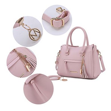 MKF Collection Valeria Satchel with wristlet Key Ring with M charm by Mia K