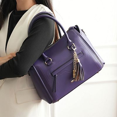 MKF Collection Valeria Satchel with wristlet Key Ring with M charm