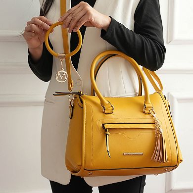 MKF Collection Valeria Satchel with wristlet Key Ring with M charm by Mia K