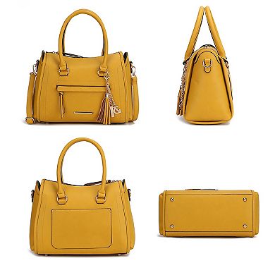 MKF Collection Valeria Satchel with wristlet Key Ring with M charm by Mia K