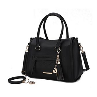 MKF Collection Valeria Satchel with wristlet Key Ring with M charm by Mia K