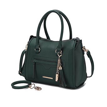 MKF Collection Valeria Satchel with wristlet Key Ring with M charm by Mia K